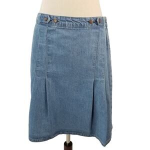 Bill Blass Blue Jeans Denim Vintage Skirt Adjustable Waist Pleats Size Zip  10